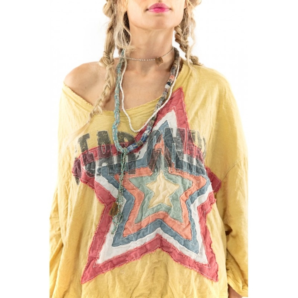 Magnolia Pearl Yellow Star Print Long Sleeve Top